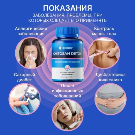 Пищевая добавка BIODOC CHITOSAN DETOX 60 капсул по 0,45г