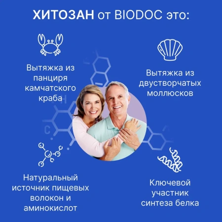 Пищевая добавка BIODOC CHITOSAN 60 капсул по 0,2 г