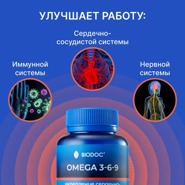 Пищевая добавка BIODOC OMEGA 3-6-9 120 капсул по 0,25г