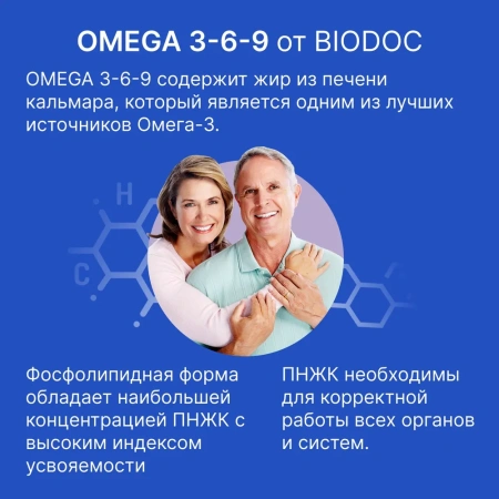 Пищевая добавка BIODOC OMEGA 3-6-9 120 капсул по 0,25г