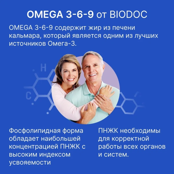 Пищевая добавка BIODOC OMEGA 3-6-9 120 капсул по 0,25г