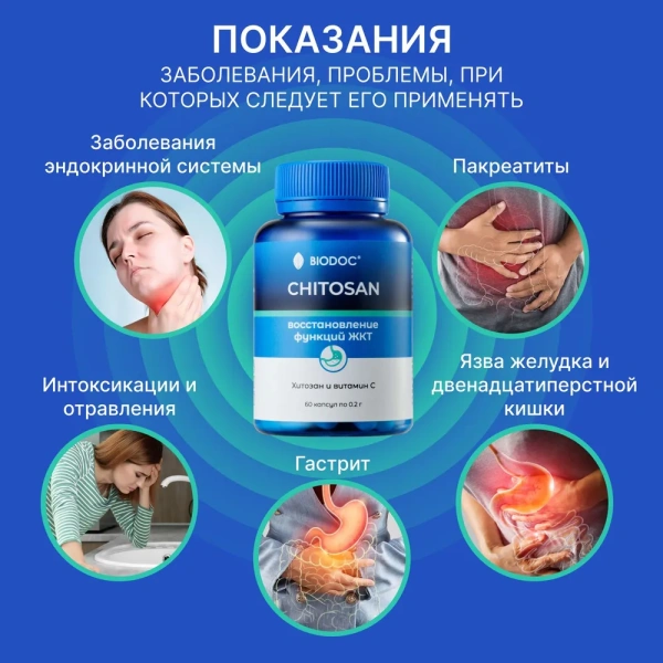 Пищевая добавка BIODOC CHITOSAN 60 капсул по 0,2 г